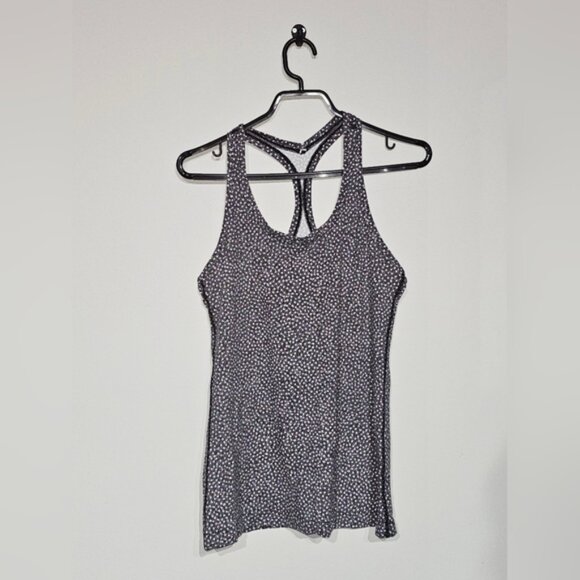 Lululemon Racerback Athletic Fitted Tank Top Black White Print Womens Size 6 - Picture 4 of 5